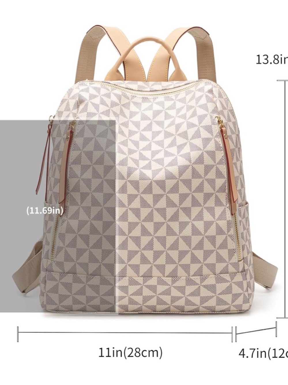 Geometric Print Cream Backpack - Picture 3 of 17